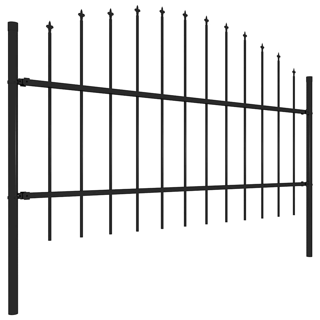 Fekete acél kerti kerítés lándzsás tetejű 1506 x 100 cm 3