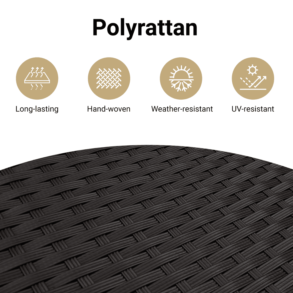 6 részes fekete polyrattan kerti ülőgarnitúra párnákkal 4