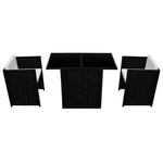 3 darabos fekete polyrattan bisztrószett párnákkal 4