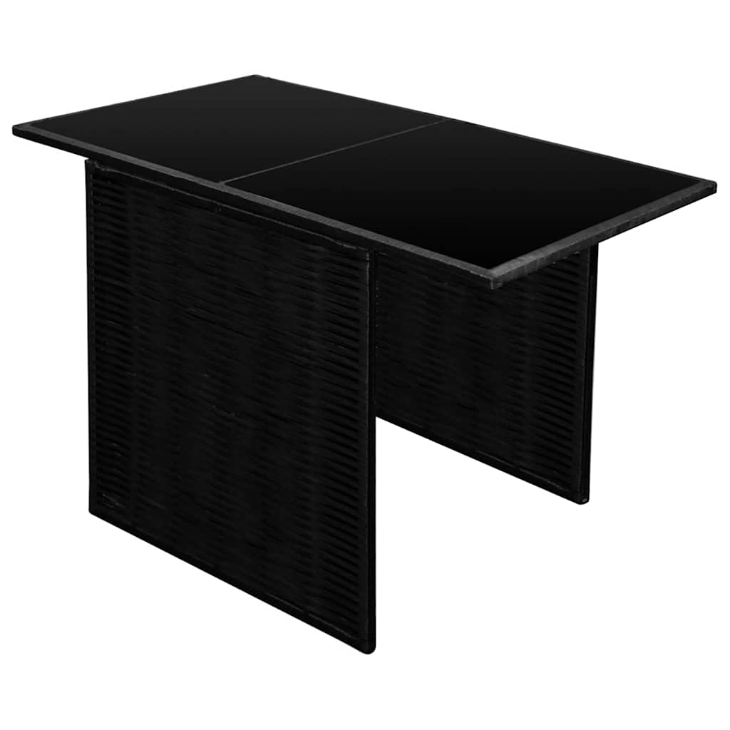 3 darabos fekete polyrattan bisztrószett párnákkal 5