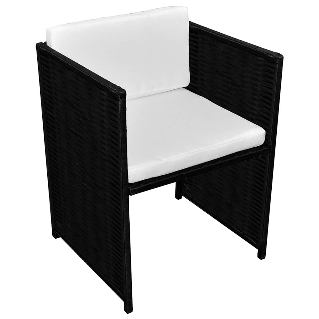 3 darabos fekete polyrattan bisztrószett párnákkal 6