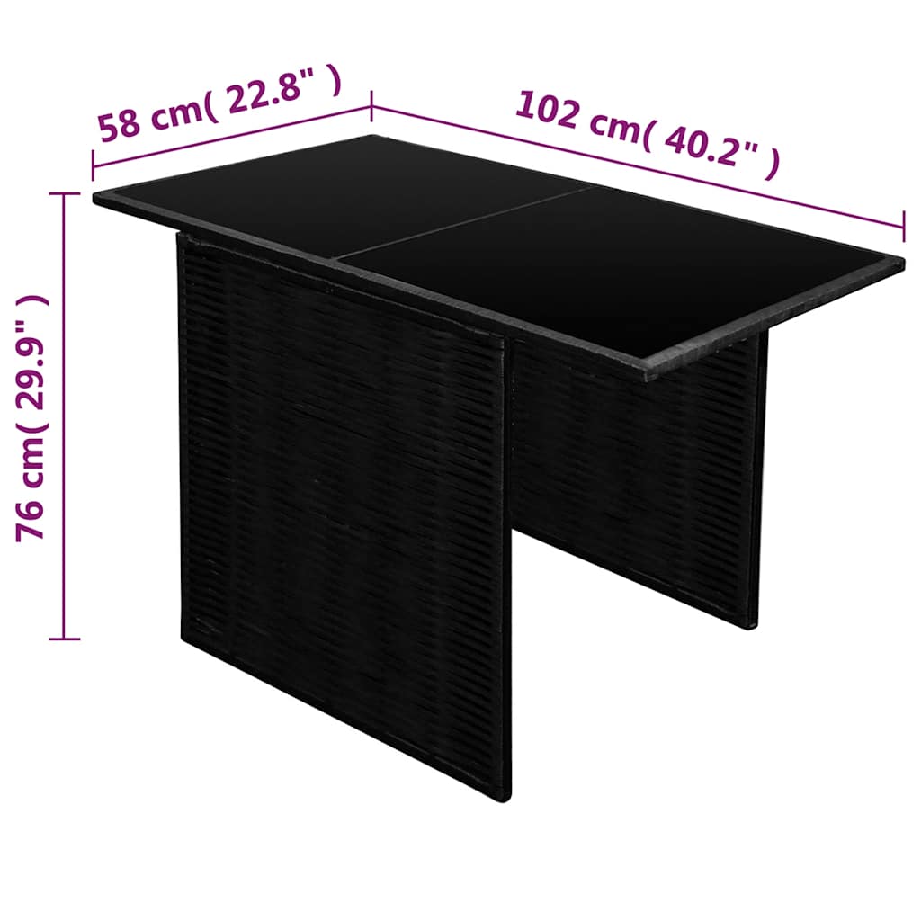 3 darabos fekete polyrattan bisztrószett párnákkal 9