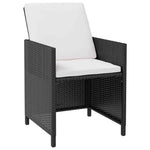 5 darabos fekete kültéri polyrattan és akácfa étkezőszett 3