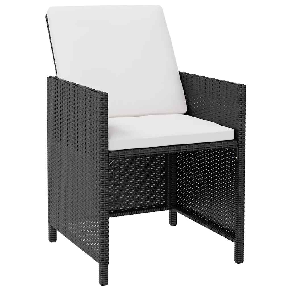 5 darabos fekete kültéri polyrattan és akácfa étkezőszett 3