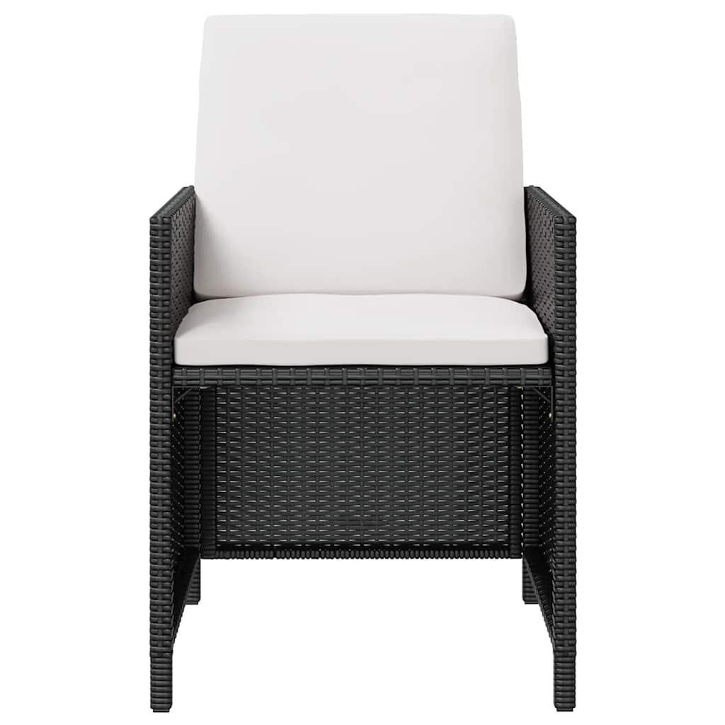 5 darabos fekete kültéri polyrattan és akácfa étkezőszett 4