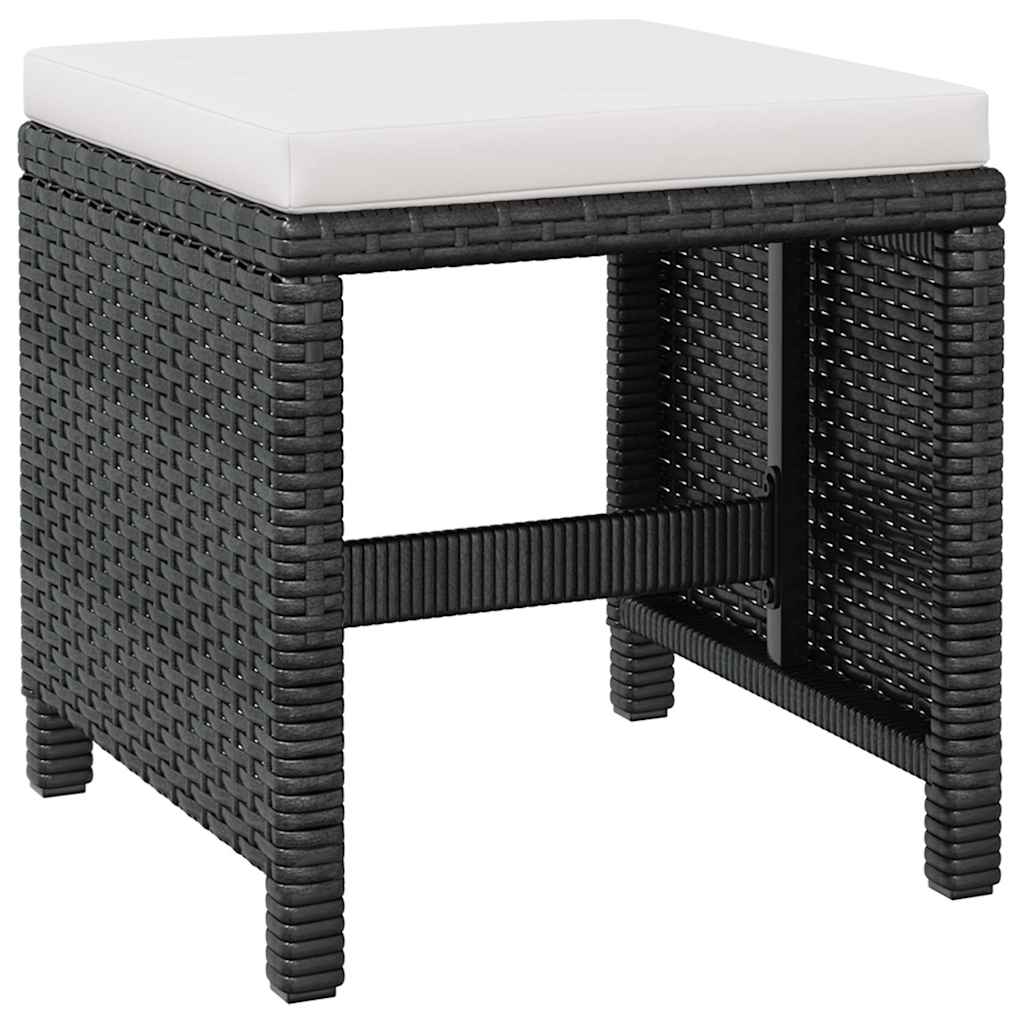 5 darabos fekete kültéri polyrattan és akácfa étkezőszett 7