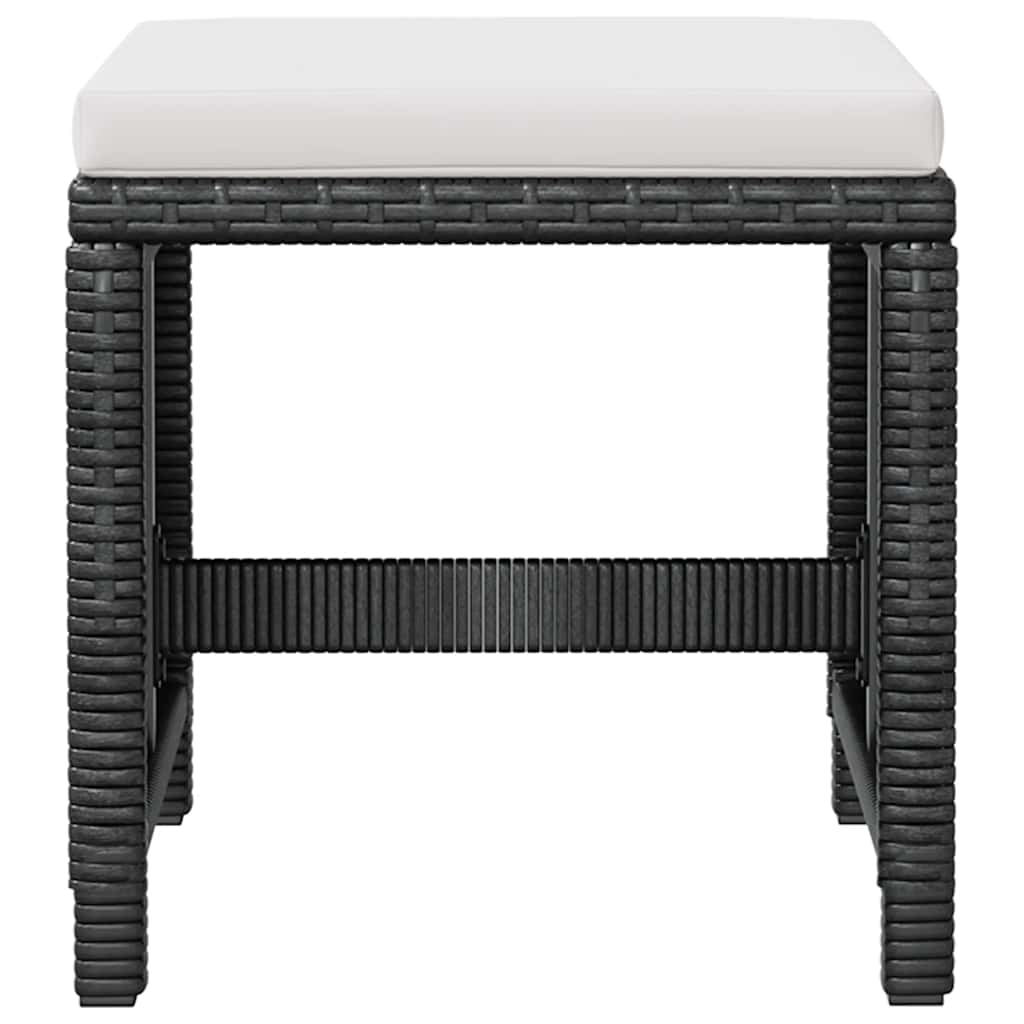 5 darabos fekete kültéri polyrattan és akácfa étkezőszett 8