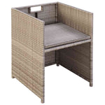 3 darabos bézs polyrattan bisztrószett párnákkal 9