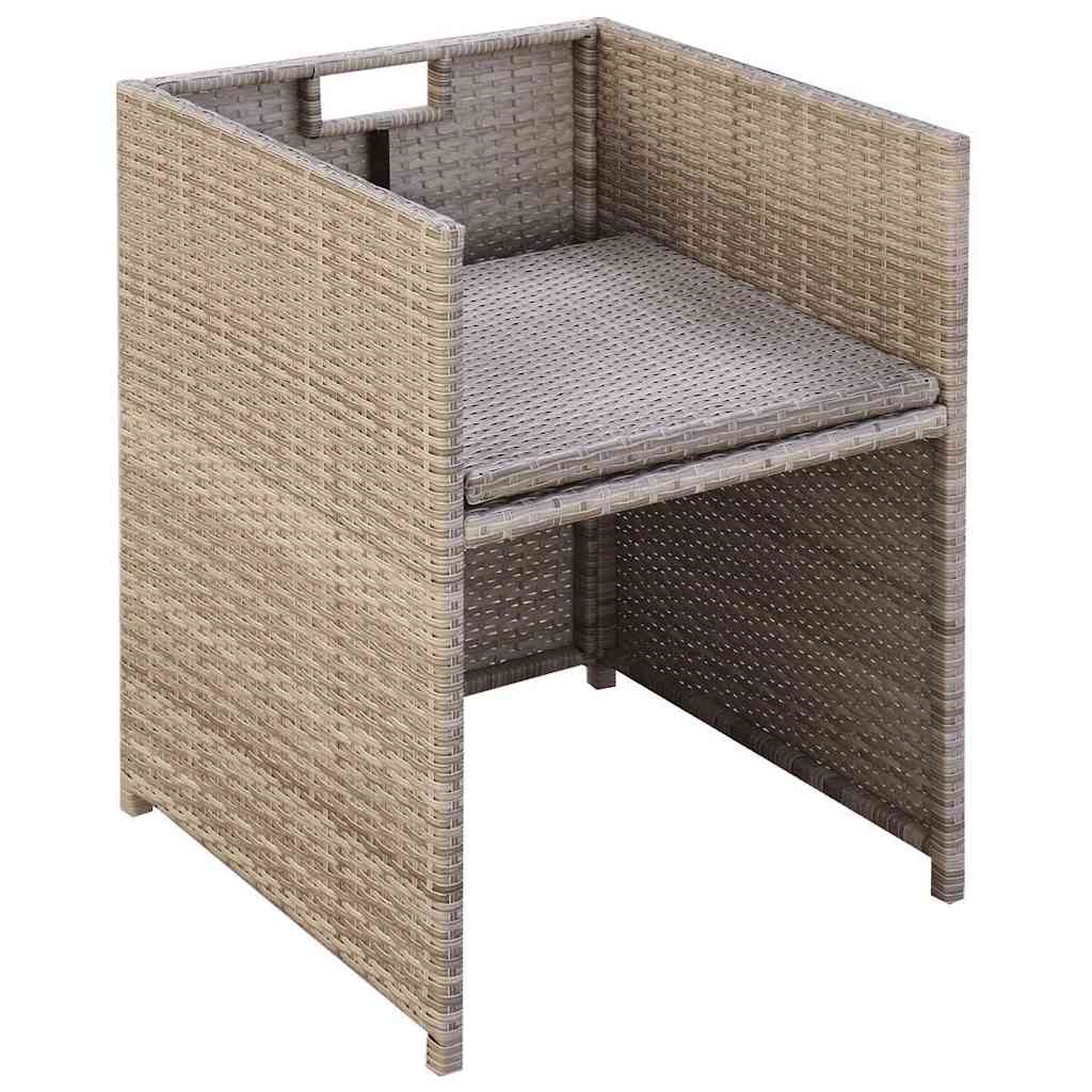 3 darabos bézs polyrattan bisztrószett párnákkal 9