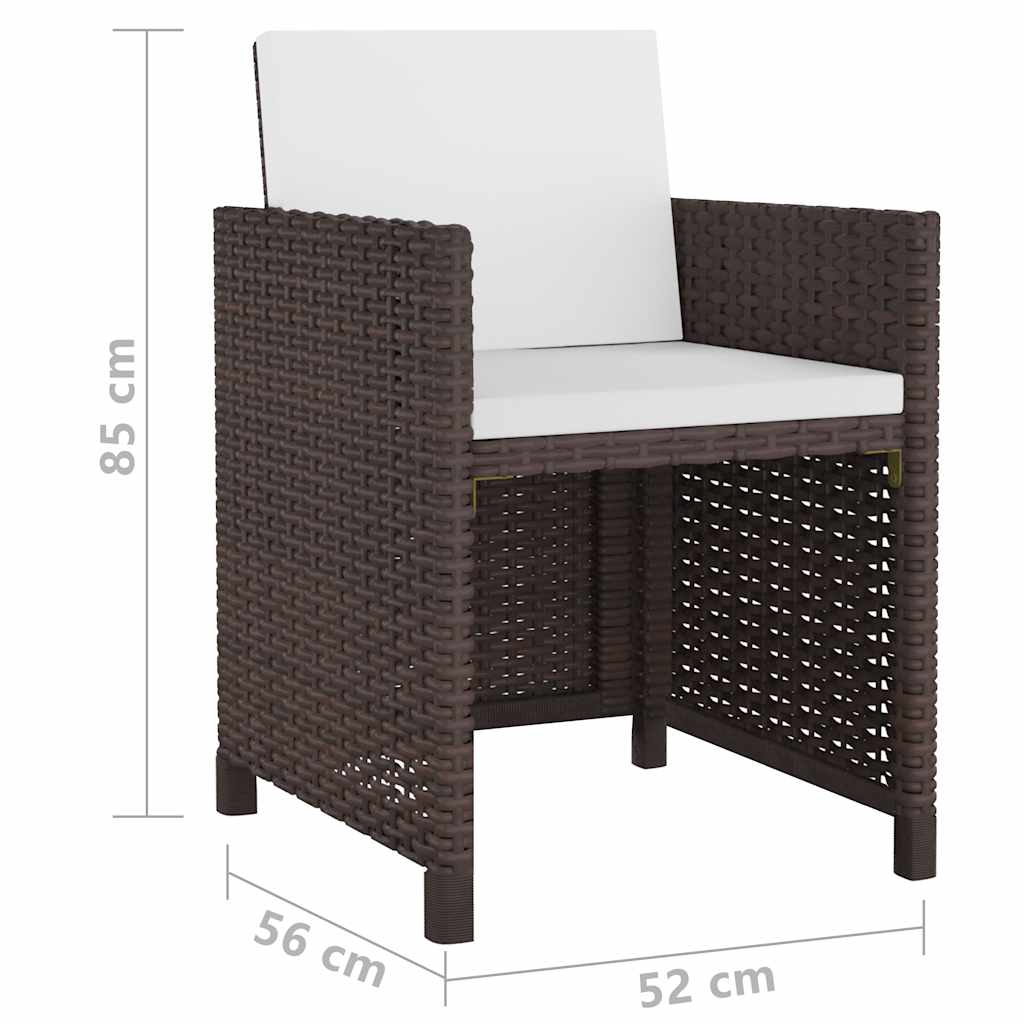 11-részes barna kültéri polyrattan étkezőszett párnákkal 7