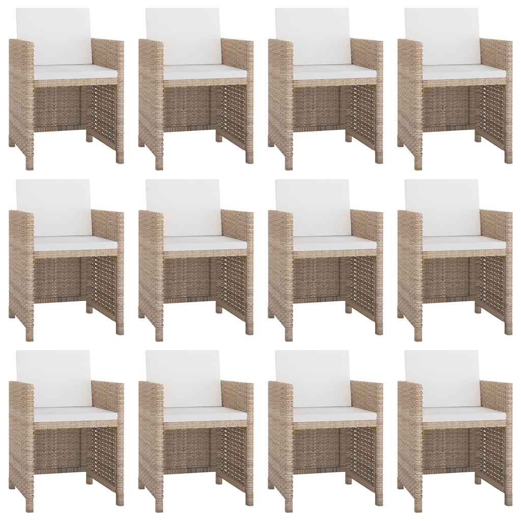 13 részes bézs polyrattan kültéri étkezőszett párnákkal 2