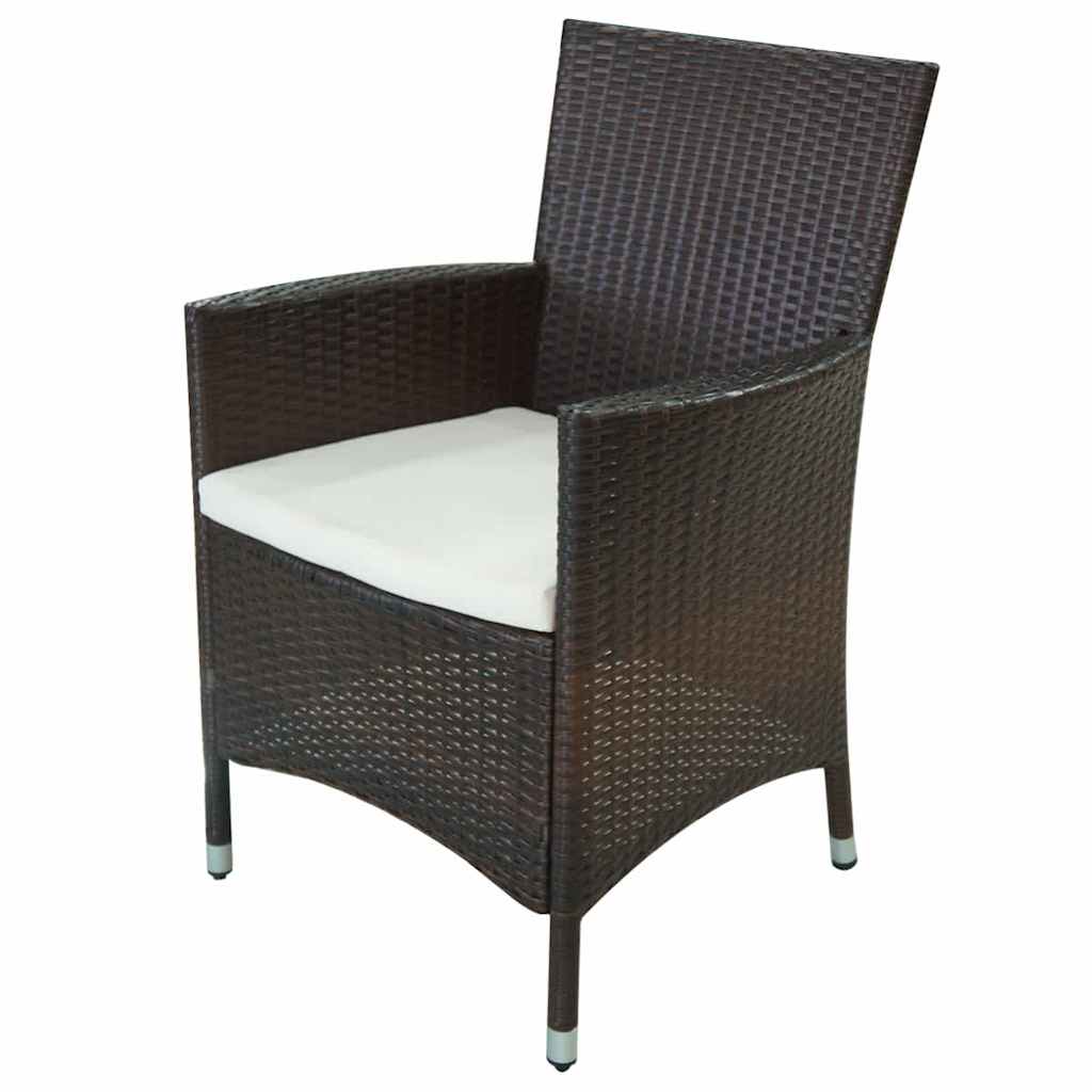 11-részes barna kültéri polyrattan étkezőszett párnákkal 6
