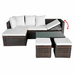 4-részes barna polyrattan kerti bútorszett párnákkal 9