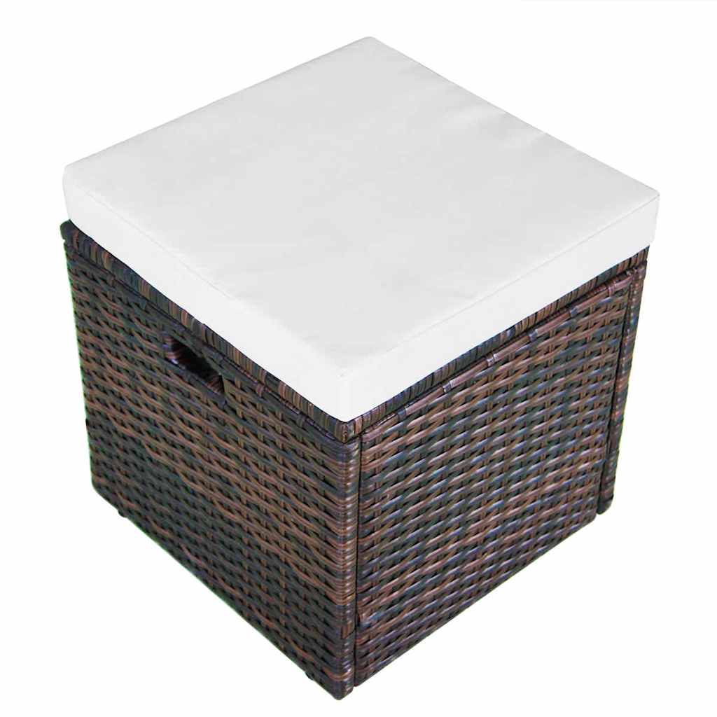 4-részes barna polyrattan kerti bútorszett párnákkal 8