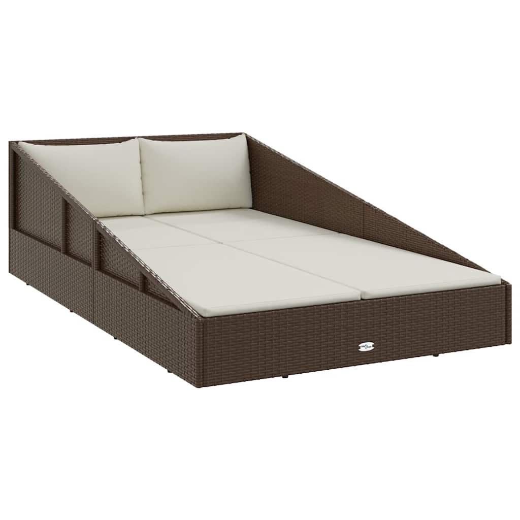 Barna polyrattan kerti ágy 110 x 200 cm 2