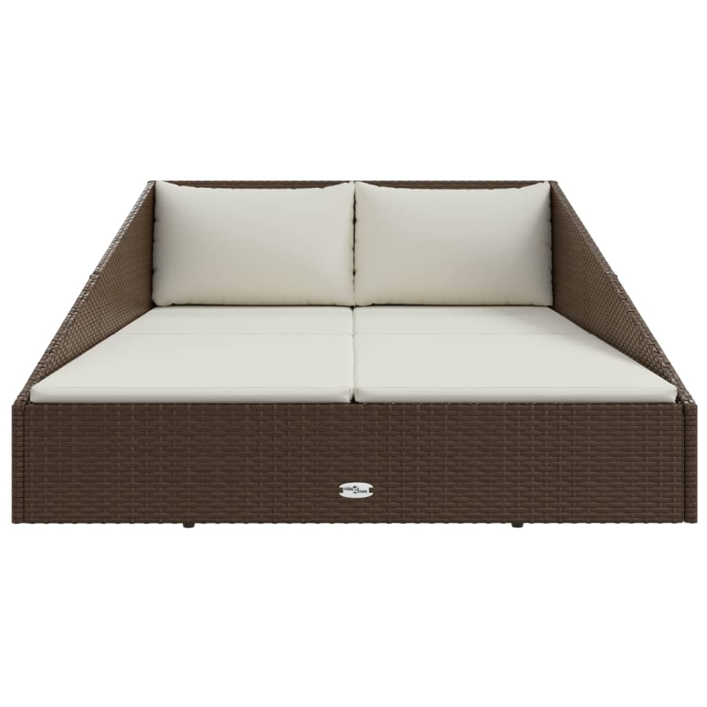 Barna polyrattan kerti ágy 110 x 200 cm 3