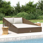 Barna polyrattan kerti ágy 110 x 200 cm