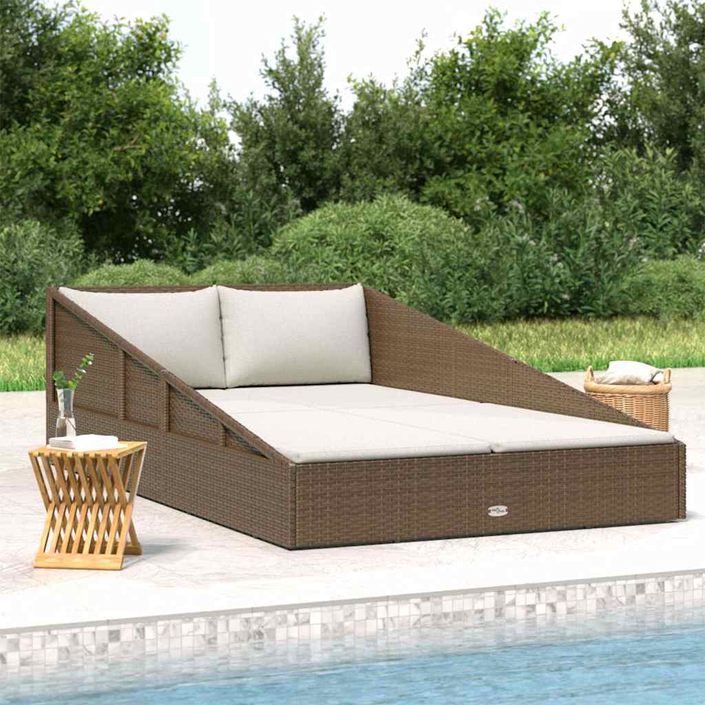Barna polyrattan kerti ágy 110 x 200 cm