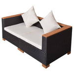 Fekete polyrattan kerti kanapé 4