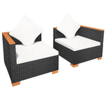 Fekete polyrattan kerti kanapé 5