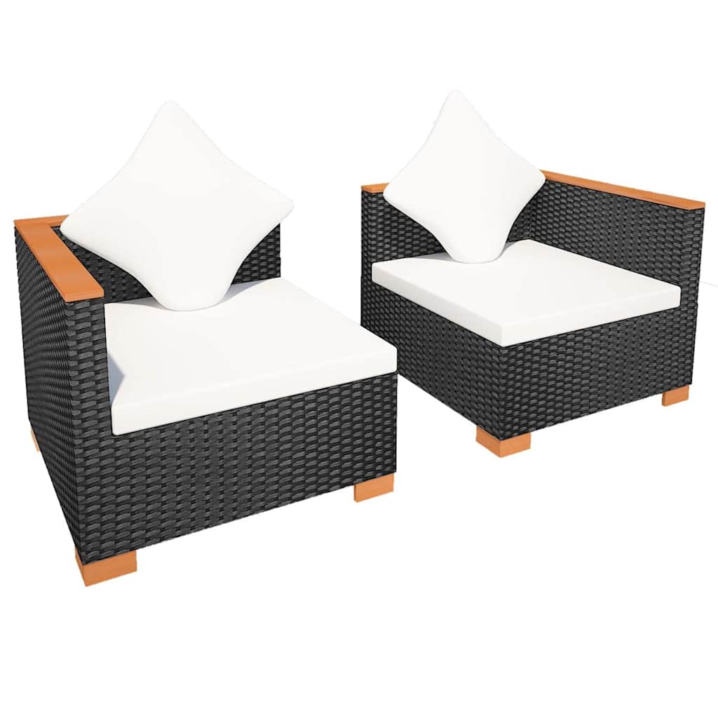 Fekete polyrattan kerti kanapé 5