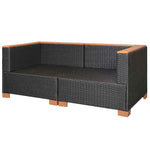 Fekete polyrattan kerti kanapé 6