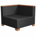 Fekete polyrattan kerti kanapé 7