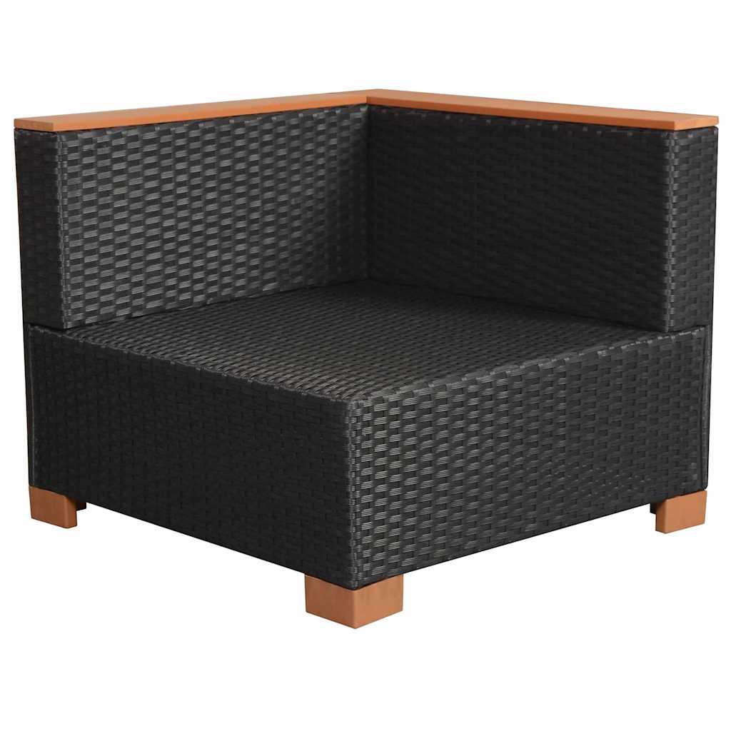 Fekete polyrattan kerti kanapé 7