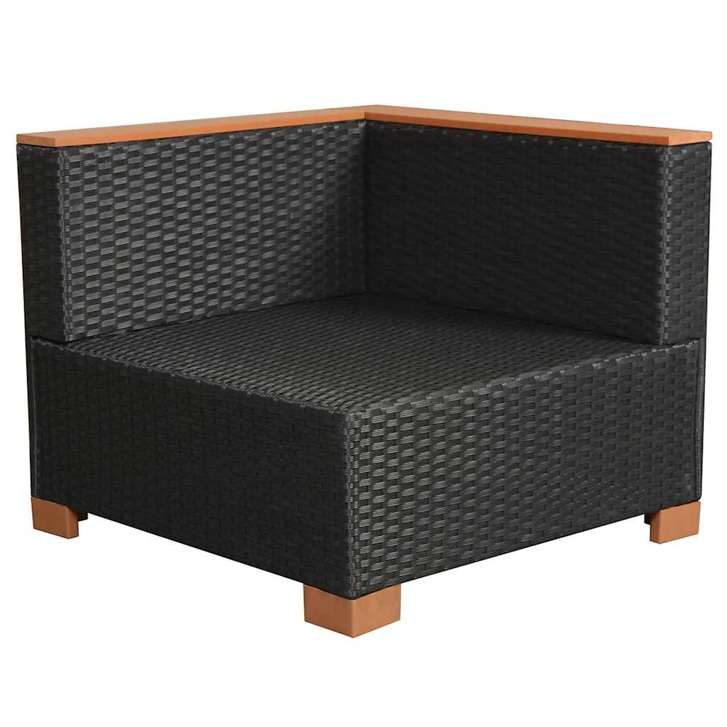 8-részes fekete polyrattan kerti bútorszett párnákkal 8