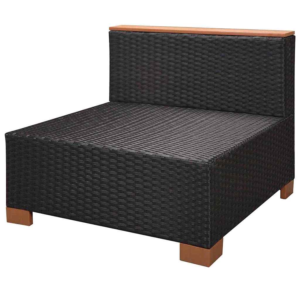 8-részes fekete polyrattan kerti bútorszett párnákkal 9