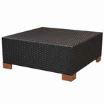 8-részes fekete polyrattan kerti bútorszett párnákkal 10