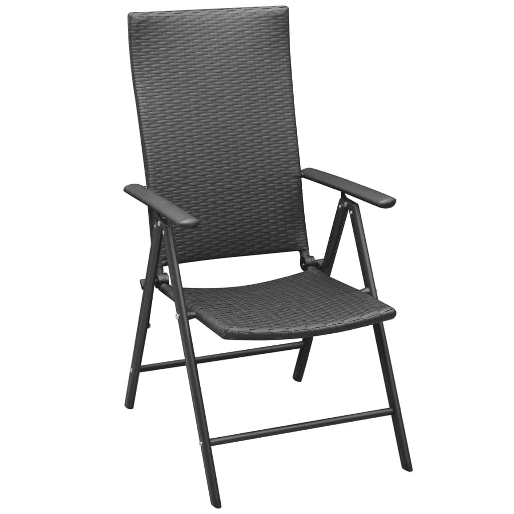 2 db fekete rakásolható polyrattan kerti szék 2