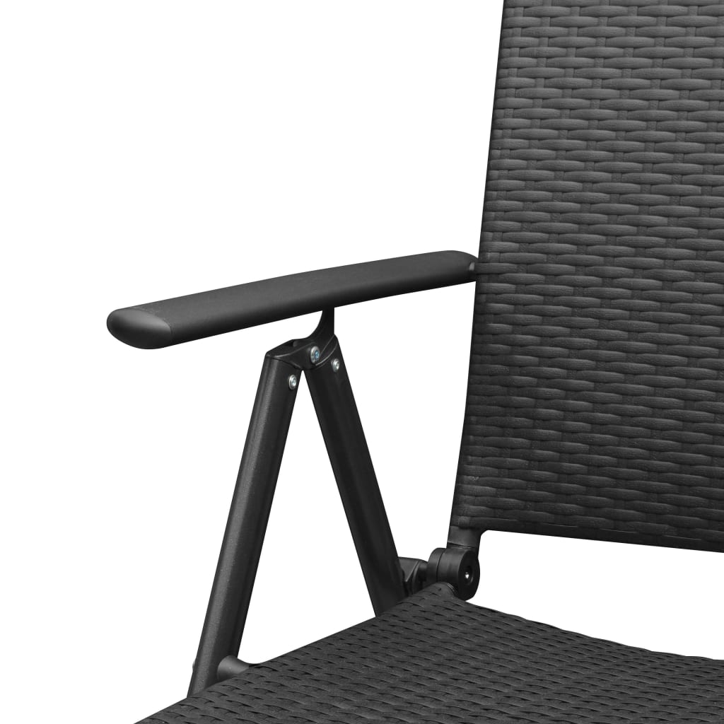 2 db fekete rakásolható polyrattan kerti szék 6