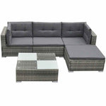 5 részes szürke polyrattan kerti ülőgarnitúra párnákkal 2