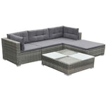 5 részes szürke polyrattan kerti ülőgarnitúra párnákkal 3
