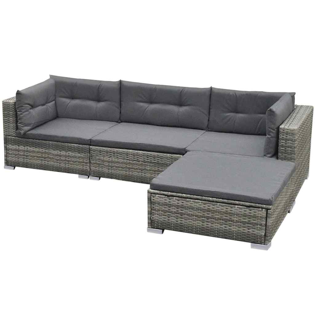 5 részes szürke polyrattan kerti ülőgarnitúra párnákkal 5