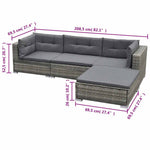 5 részes szürke polyrattan kerti ülőgarnitúra párnákkal 7