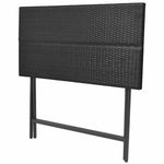 7-részes fekete kerti polyrattan/acél összecsukható étkezőszett 5
