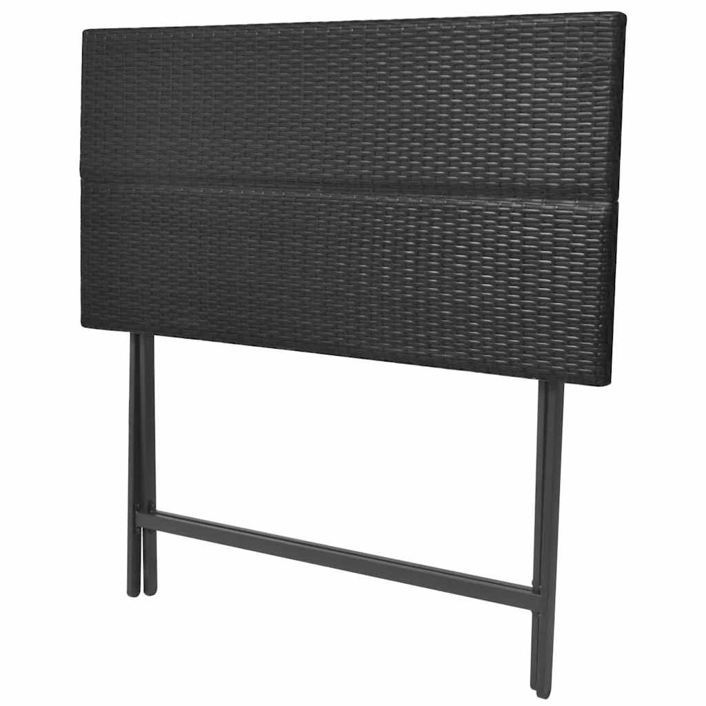 7-részes fekete kerti polyrattan/acél összecsukható étkezőszett 5