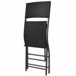 7-részes fekete kerti polyrattan/acél összecsukható étkezőszett 7