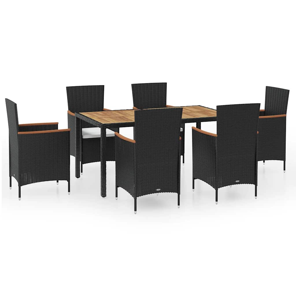 7-részes kültéri polyrattan étkezőszett párnákkal 2