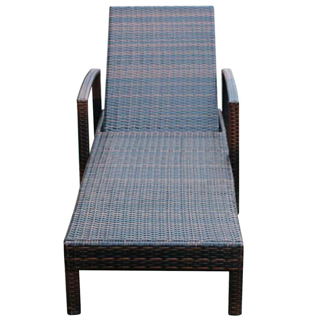 Barna polyrattan napozóágy párnával 5