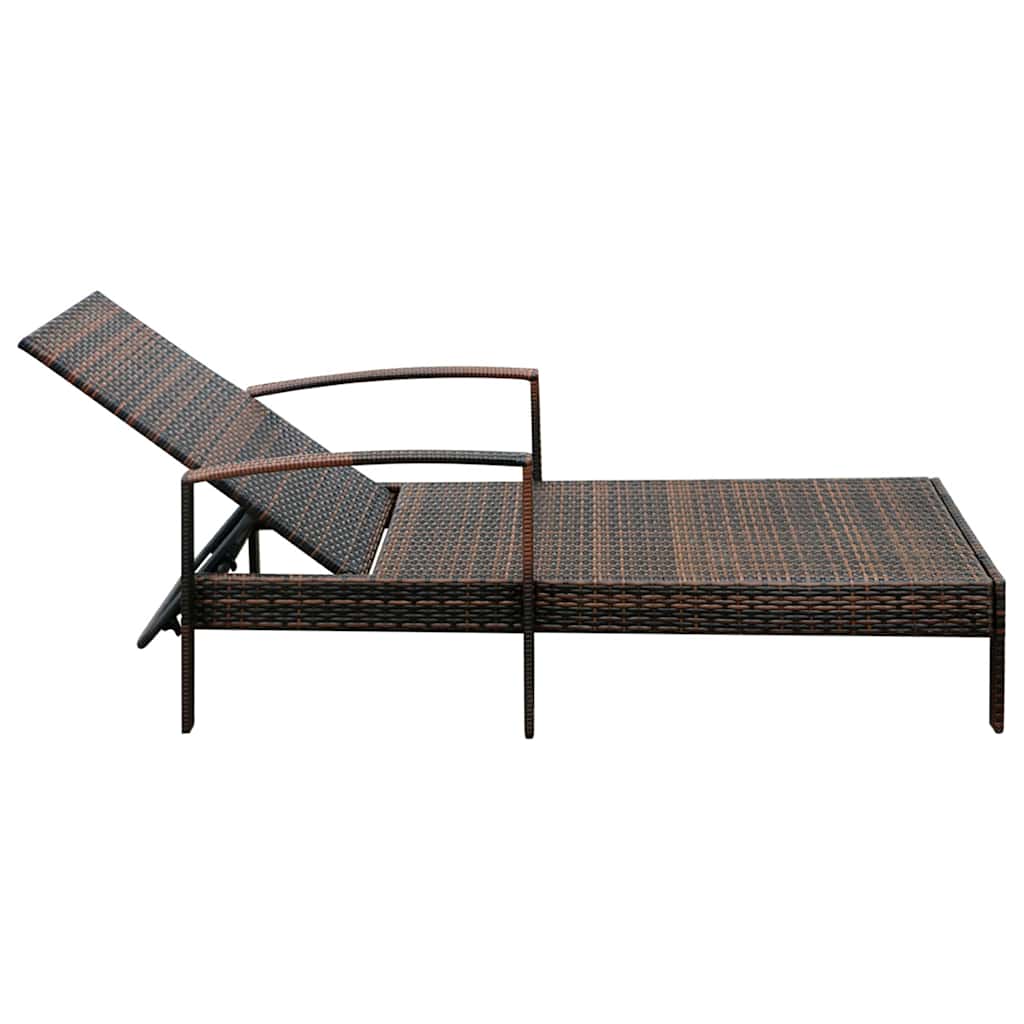 Barna polyrattan napozóágy párnával 6