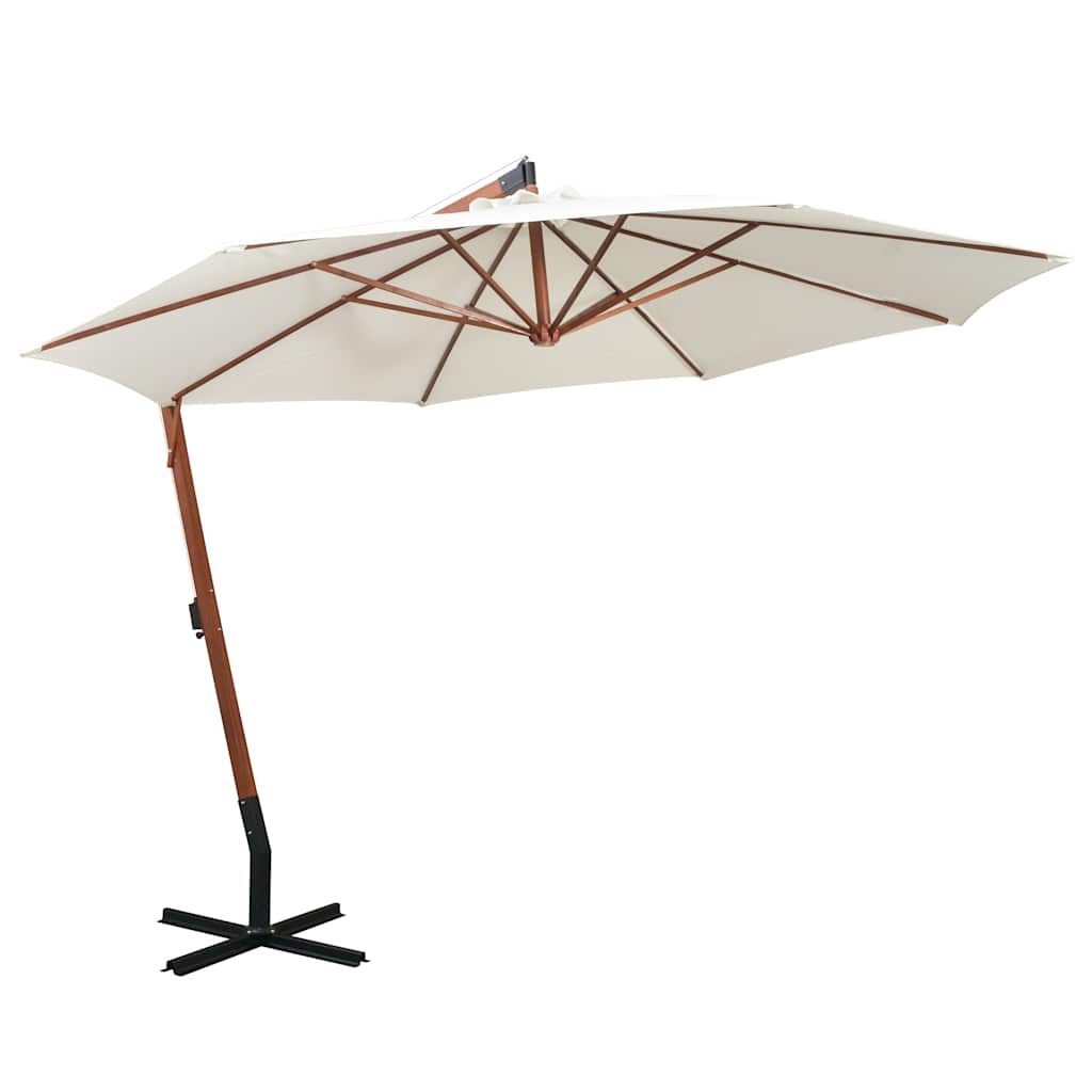 Fehér lógó napernyő fa rúddal 350 cm