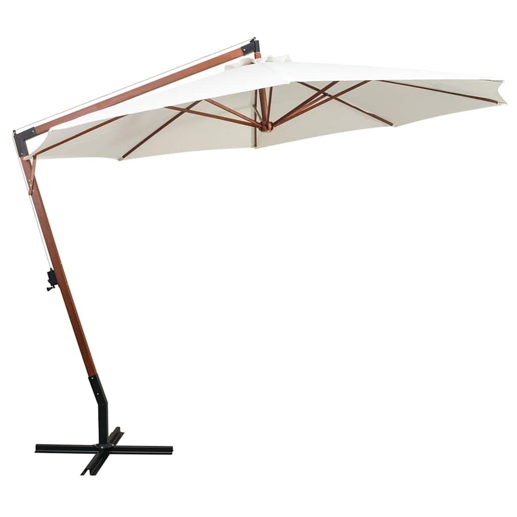 Fehér lógó napernyő fa rúddal 350 cm 2