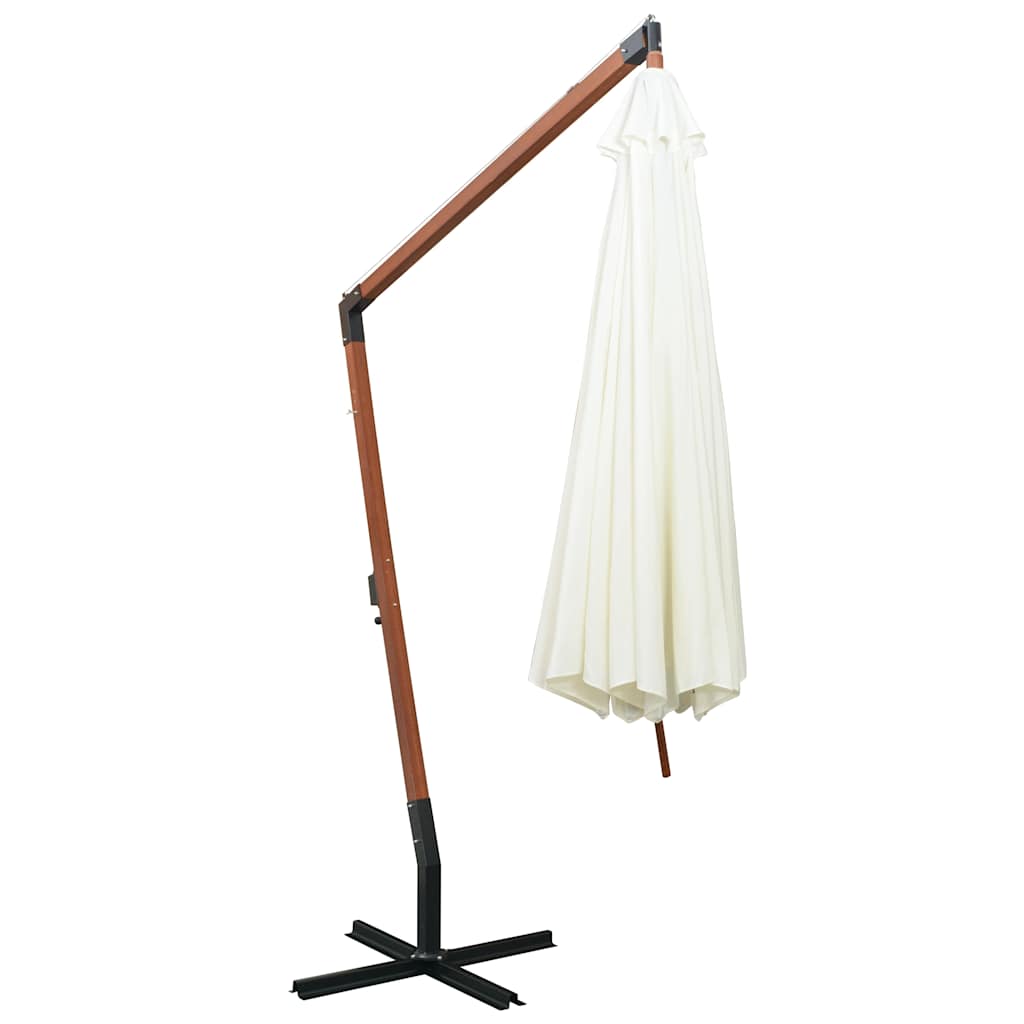 Fehér lógó napernyő fa rúddal 350 cm 4