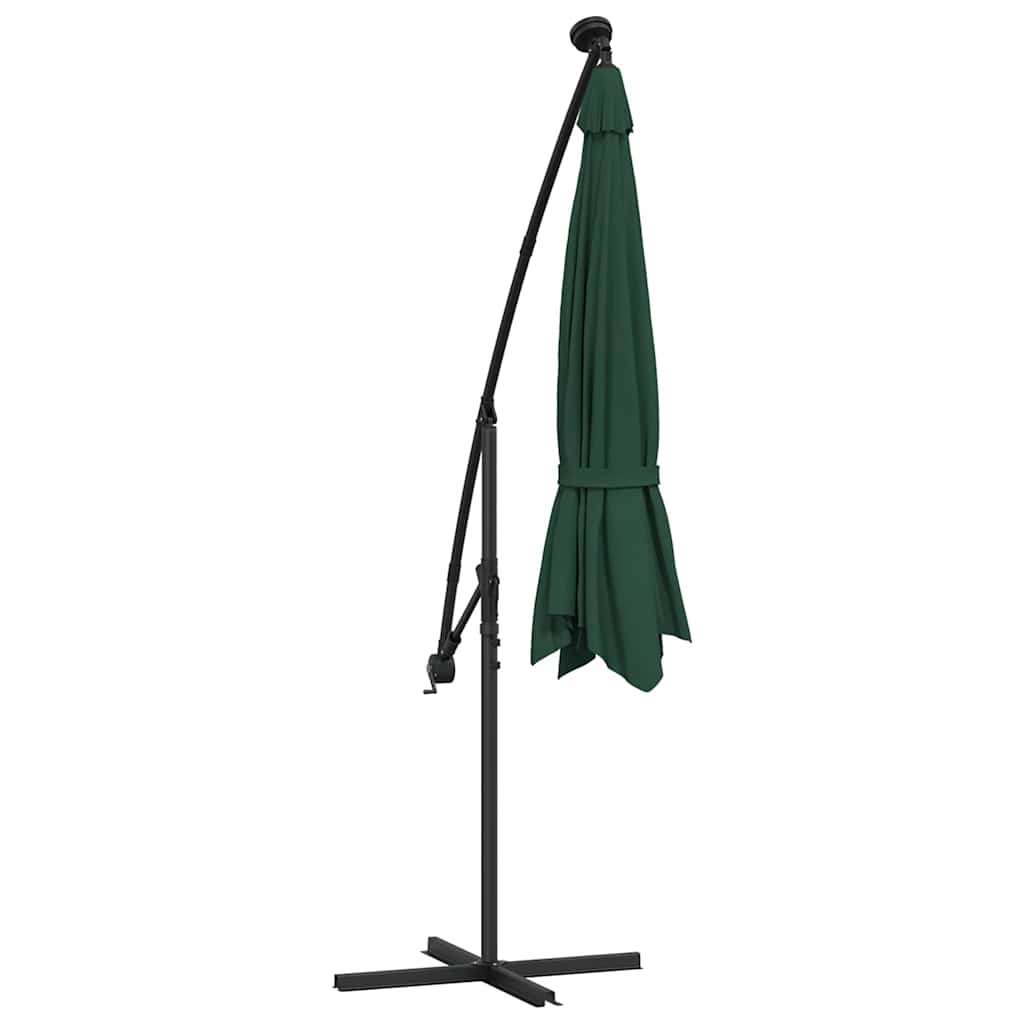 Zöld függőernyő LED-del, fém rúddal 300 cm 8