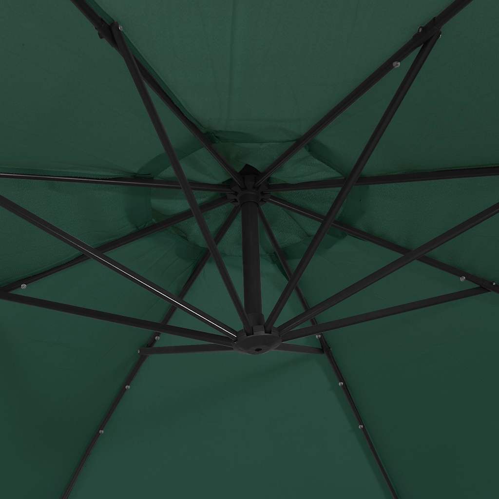 Zöld függőernyő LED-del, fém rúddal 300 cm 9