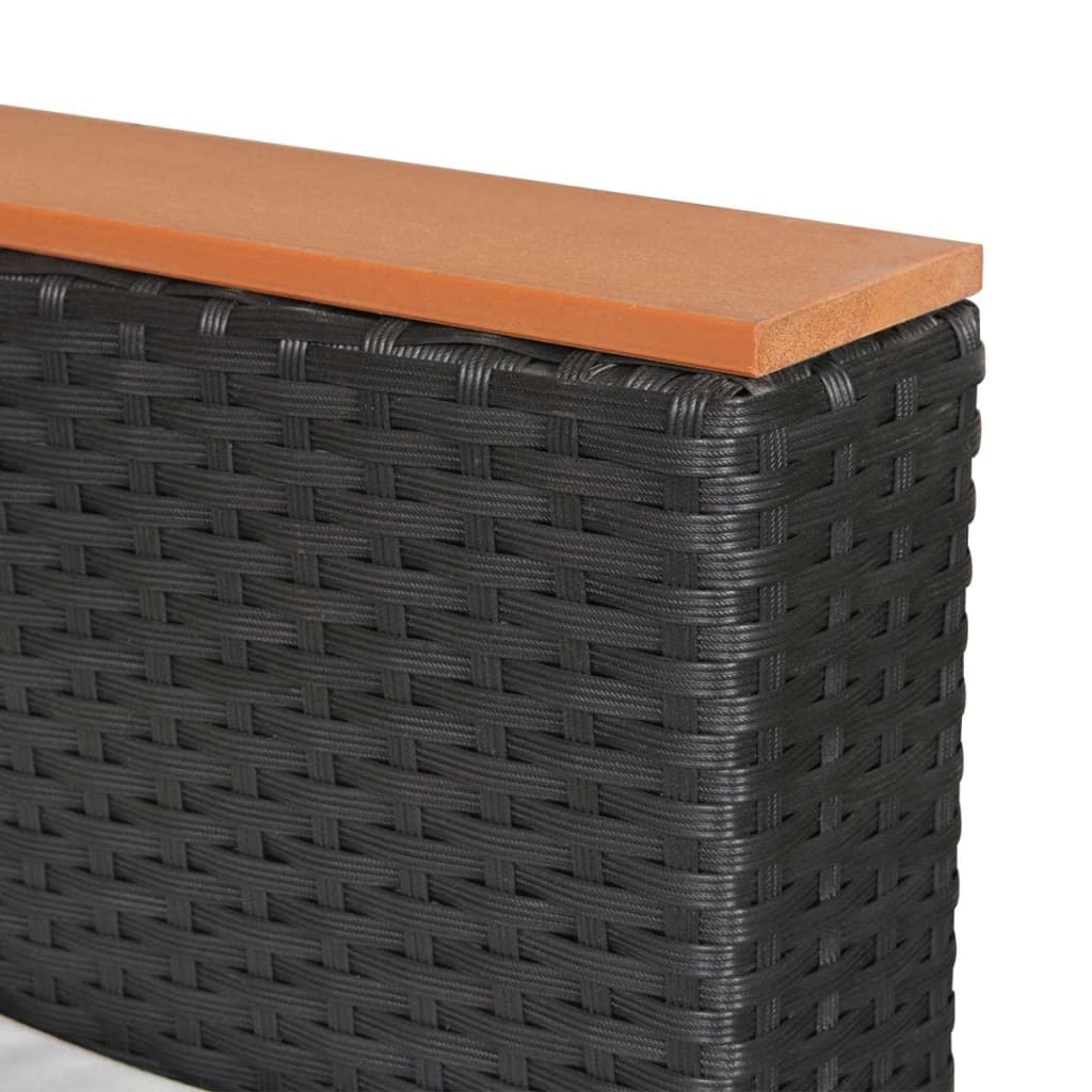5-részes fekete polyrattan kerti bútorszett párnákkal 9