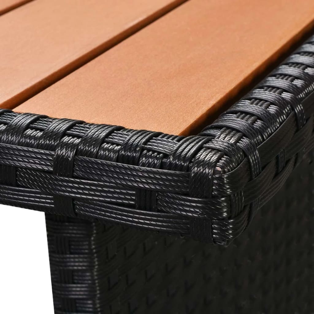 5-részes fekete polyrattan kerti bútorszett párnákkal 10